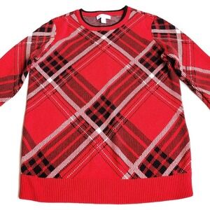 Charter Club Womens XS Red Plaid Sweater EUC Worn 1x